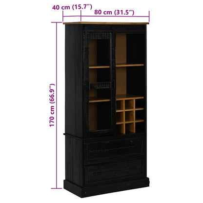 Armoire à vin HALDEN casiers à vin porte coulissante noir pin