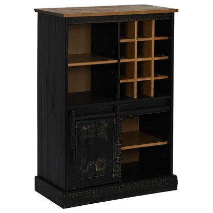 Armoire à vin HALDEN casiers à vin porte coulissante noir pin