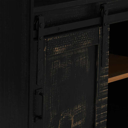 Armoire à vin HALDEN casiers à vin porte coulissante noir pin