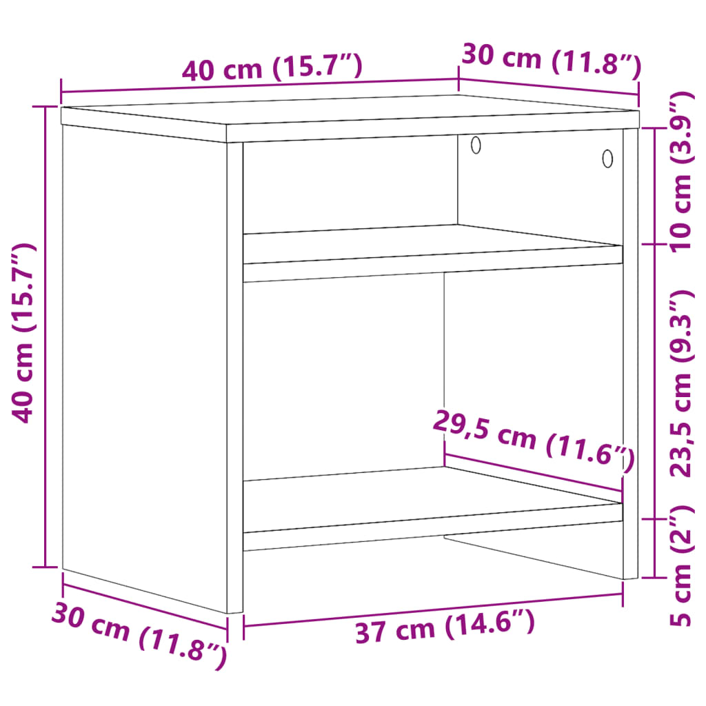 Table de chevet vieux bois 40x30x40 cm bois d'ingénierie