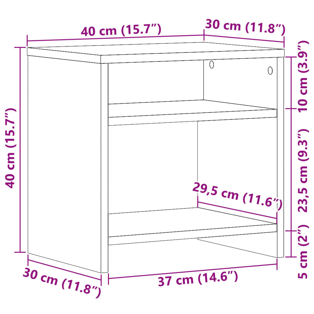 Tables de chevet 2 pcs vieux bois 40x30x40 cm bois d'ingénierie