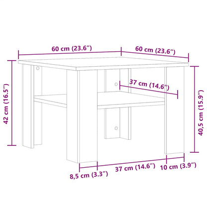 Table basse chêne artisanal 60x60x42cm bois d'ingénierie