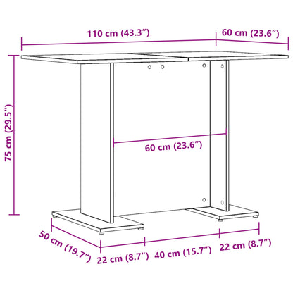 Table à manger chêne artisanal 110 x 60 x 75 cm bois ingénierie