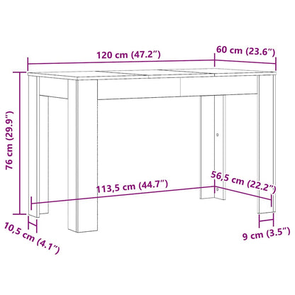 Table à manger vieux bois 120x60x76 cm bois d'ingénierie