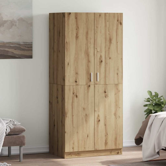 Armoire en chêne artisanal 90 x 52 x 200 cm bois d'ingénierie