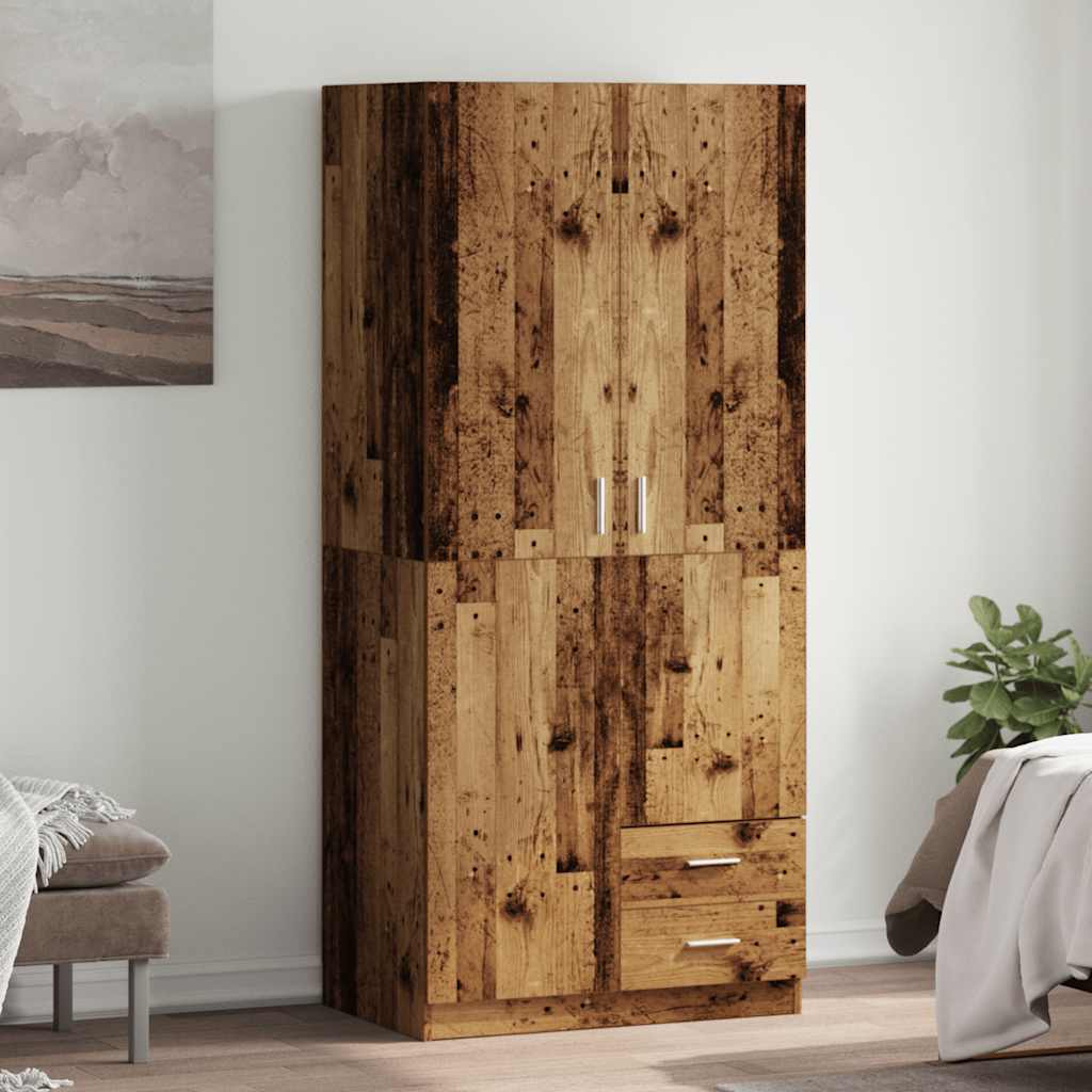 Garde-robe vieux bois 80x52x180 cm bois d'ingénierie