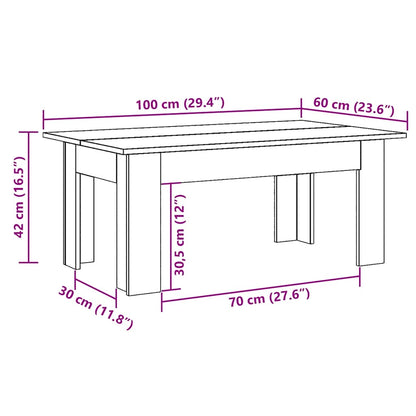 Table basse vieux bois 100x60x42 cm bois d'ingénierie