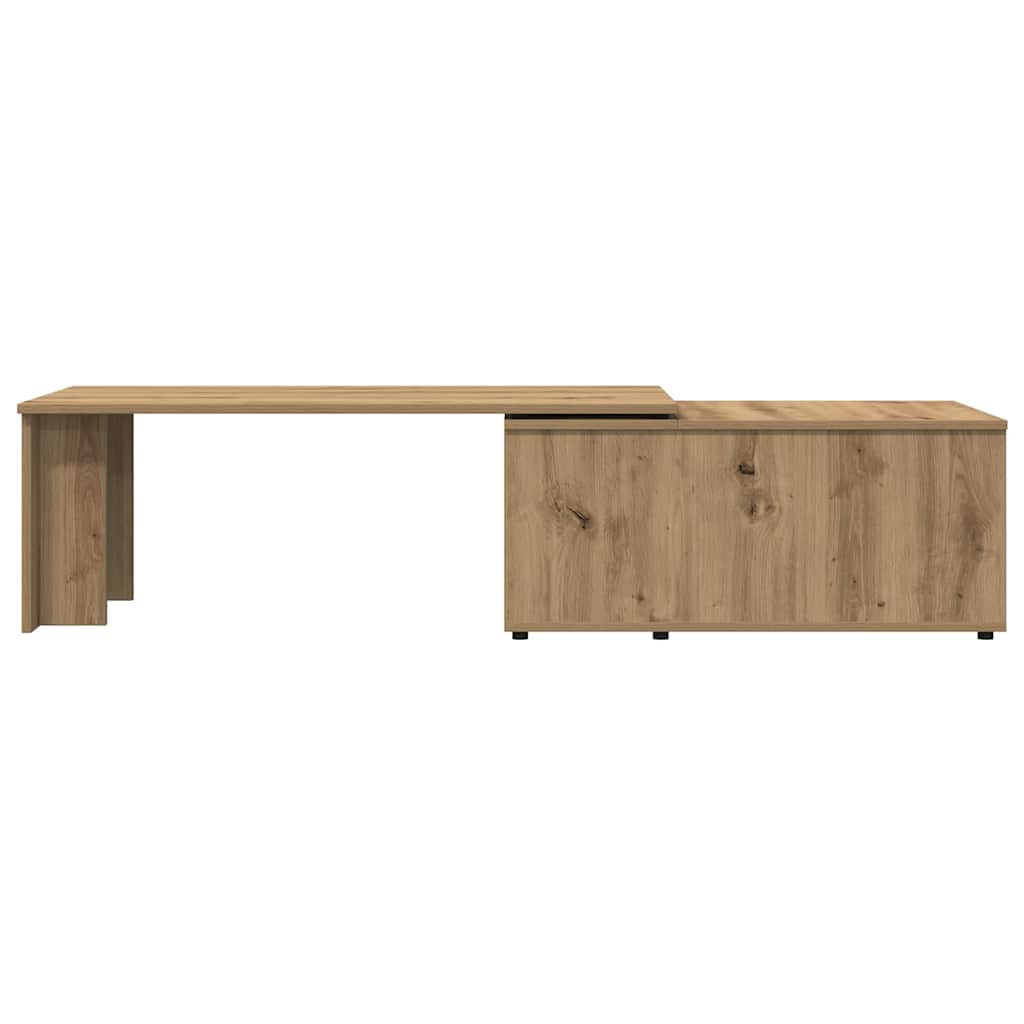 Table basse chêne artisanal 150x50x35 cm bois d'ingénierie