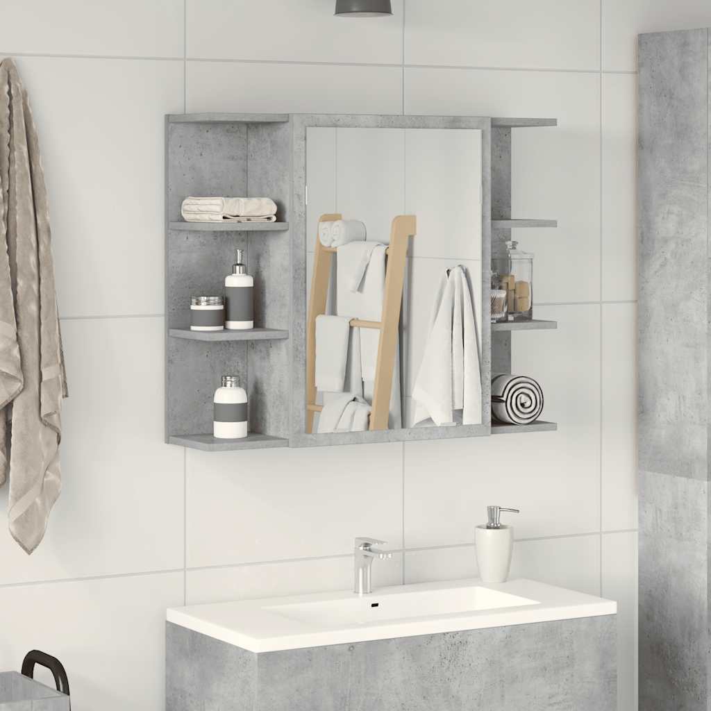 Armoire à miroir de bain Gris béton 80x20,5x64 cm Aggloméré