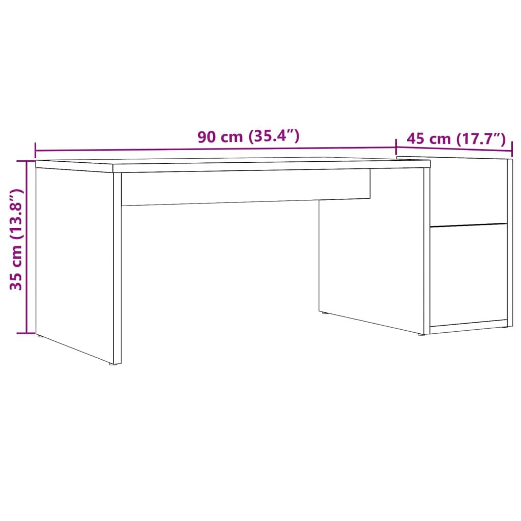 Table basse chêne artisanal 90x45x35 cm bois d'ingénierie