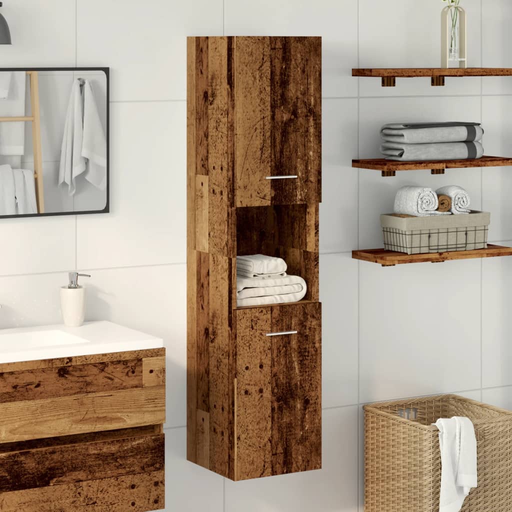 Armoire de salle de bain suspendue vieux bois bois d'ingénierie