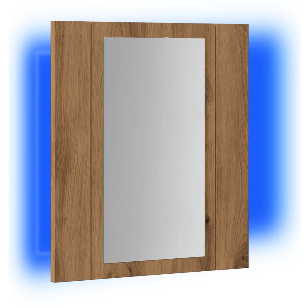 Armoire de salle de bain miroir LED chêne artisanal 40x12x45 cm