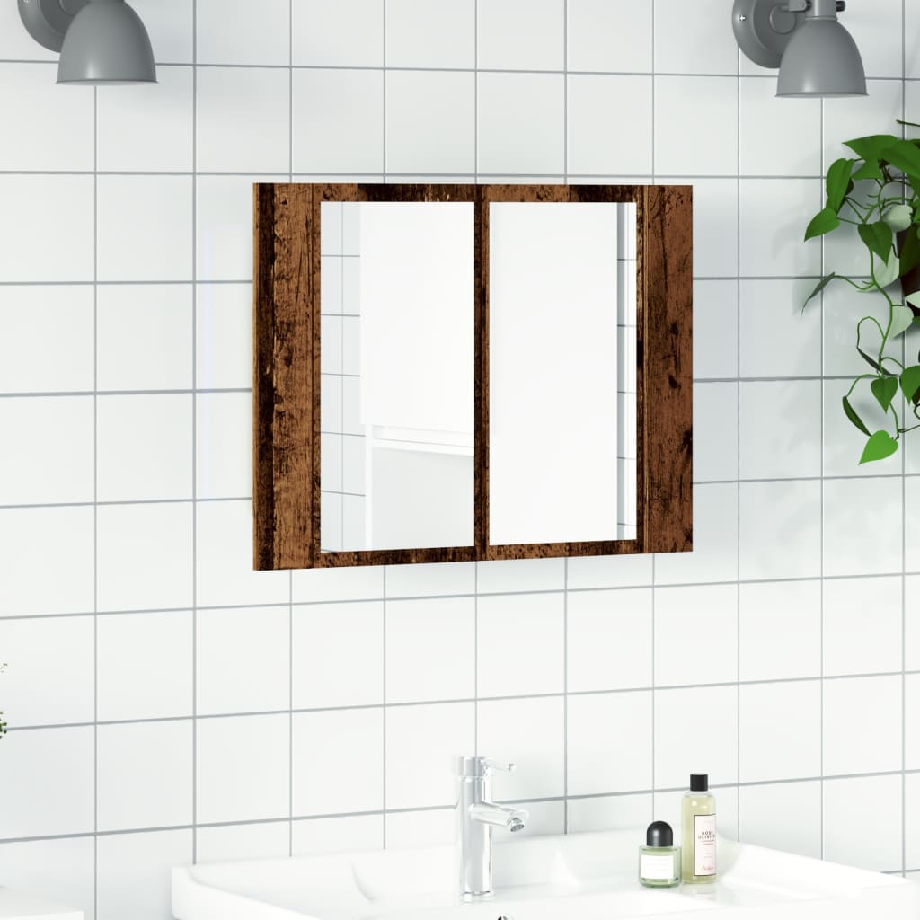 Armoire à miroir LED vieux bois 60x12x45 cm bois d'ingénierie