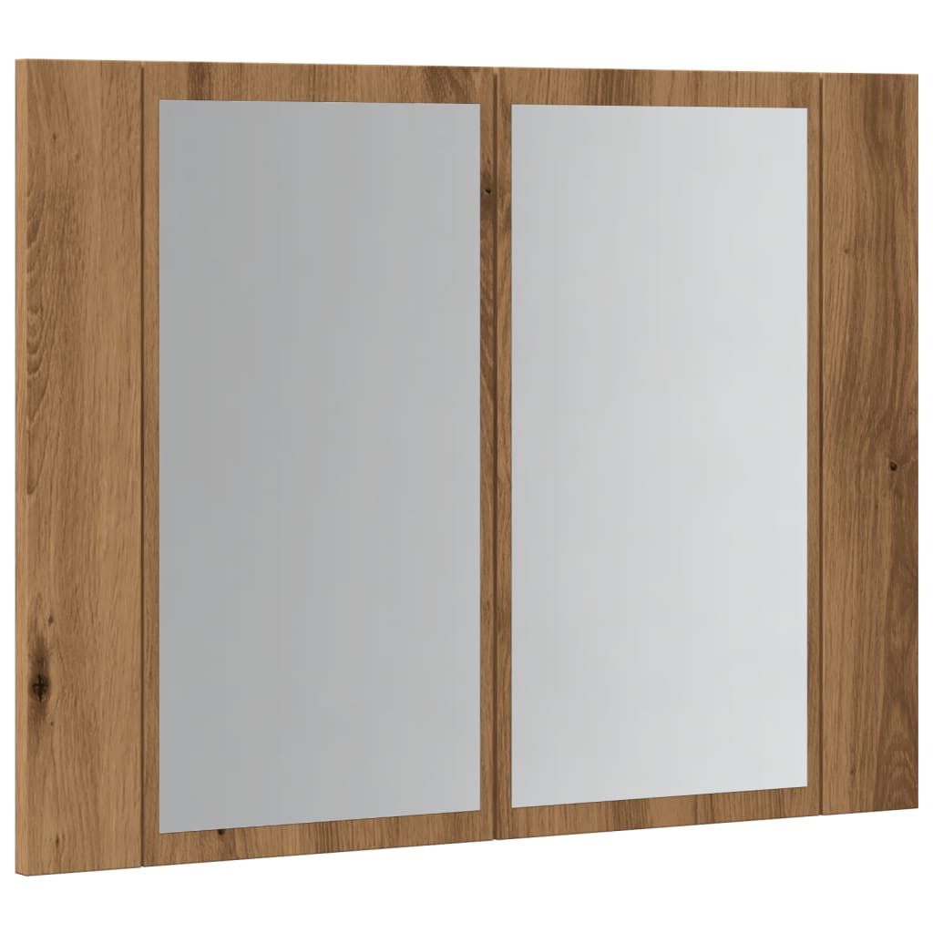 Armoire à miroir LED chêne artisanal 60x12x45cm bois ingénierie