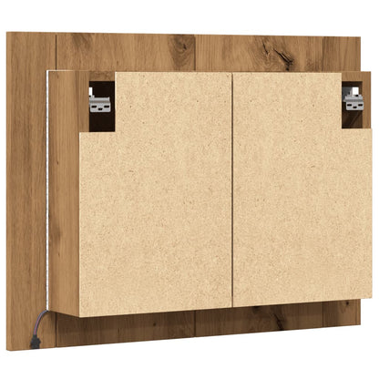 Armoire à miroir LED chêne artisanal 60x12x45cm bois ingénierie