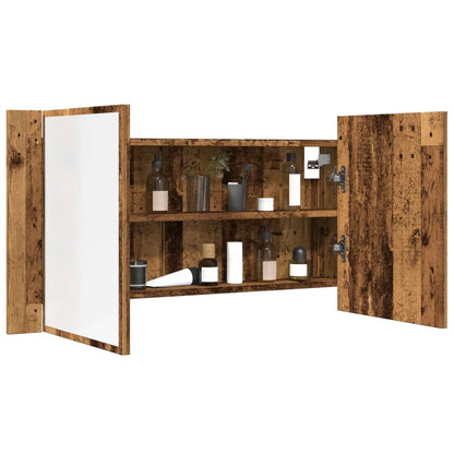 Armoire à miroir LED vieux bois 90x12x45 cm bois d'ingénierie