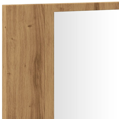 Armoire à miroir LED chêne artisanal 90x12x45cm bois ingénierie