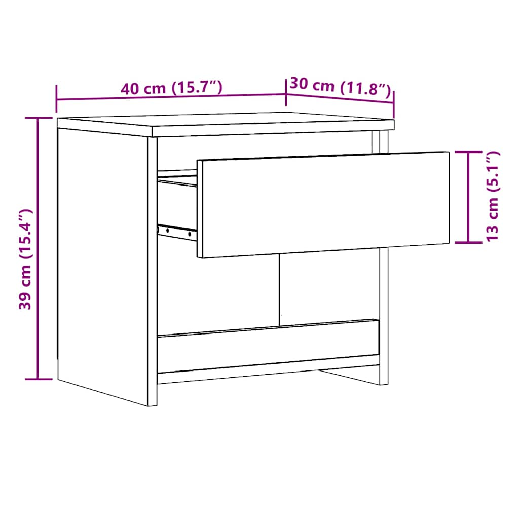 Table de chevet vieux bois 40x30x39 cm bois d'ingénierie