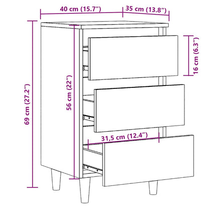 Table de chevet vieux bois 40x35x69 cm bois d’ingénierie