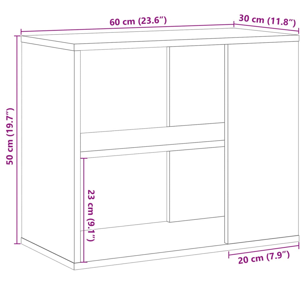 Armoire latérale vieux bois 60x30x50 cm bois d'ingénierie