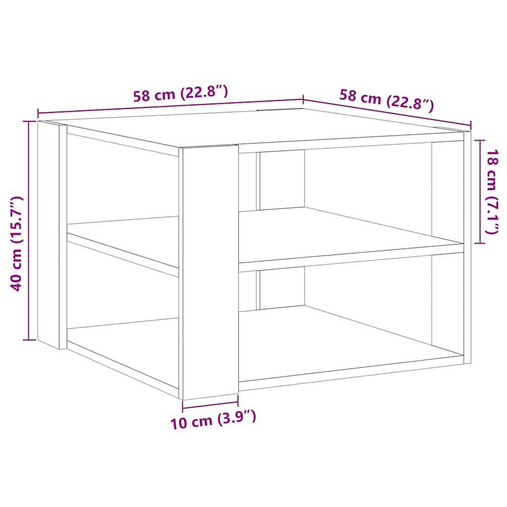 Table basse vieux bois 58x58x40 cm bois d'ingénierie