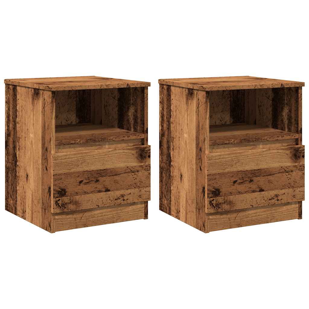 Table de chevet 2 pcs vieux bois 40x40x50 cm bois d’ingénierie