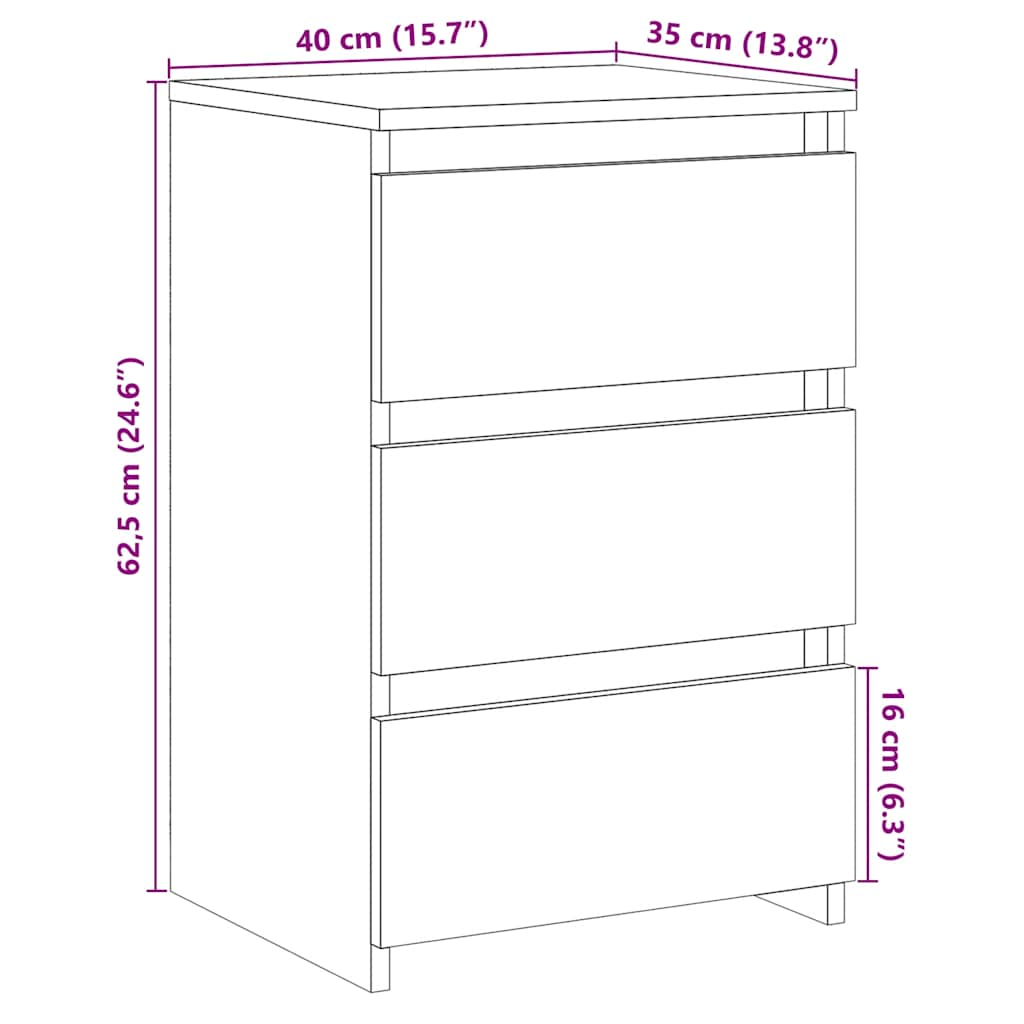 Table de chevet vieux bois 40x35x62,5 cm bois d'ingénierie