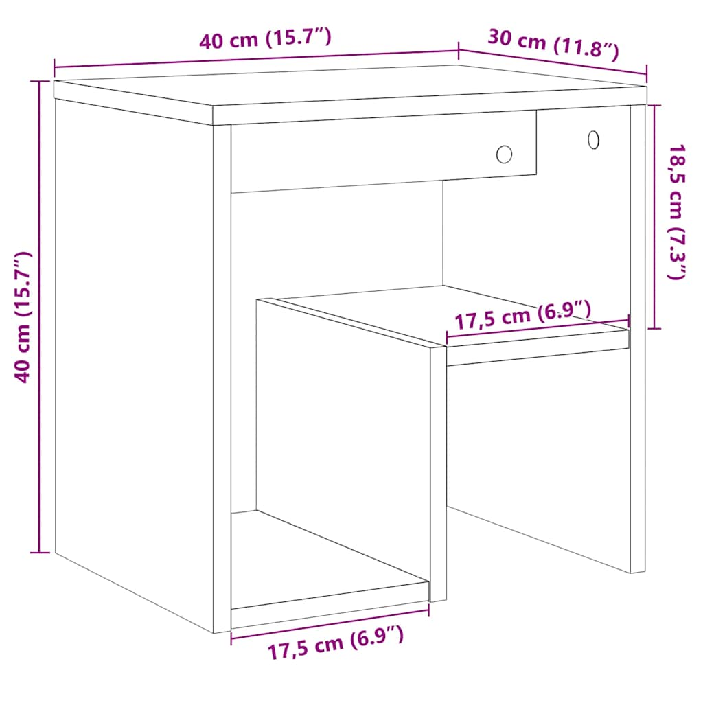 Table de chevet vieux bois 40x30x40 cm bois d'ingénierie