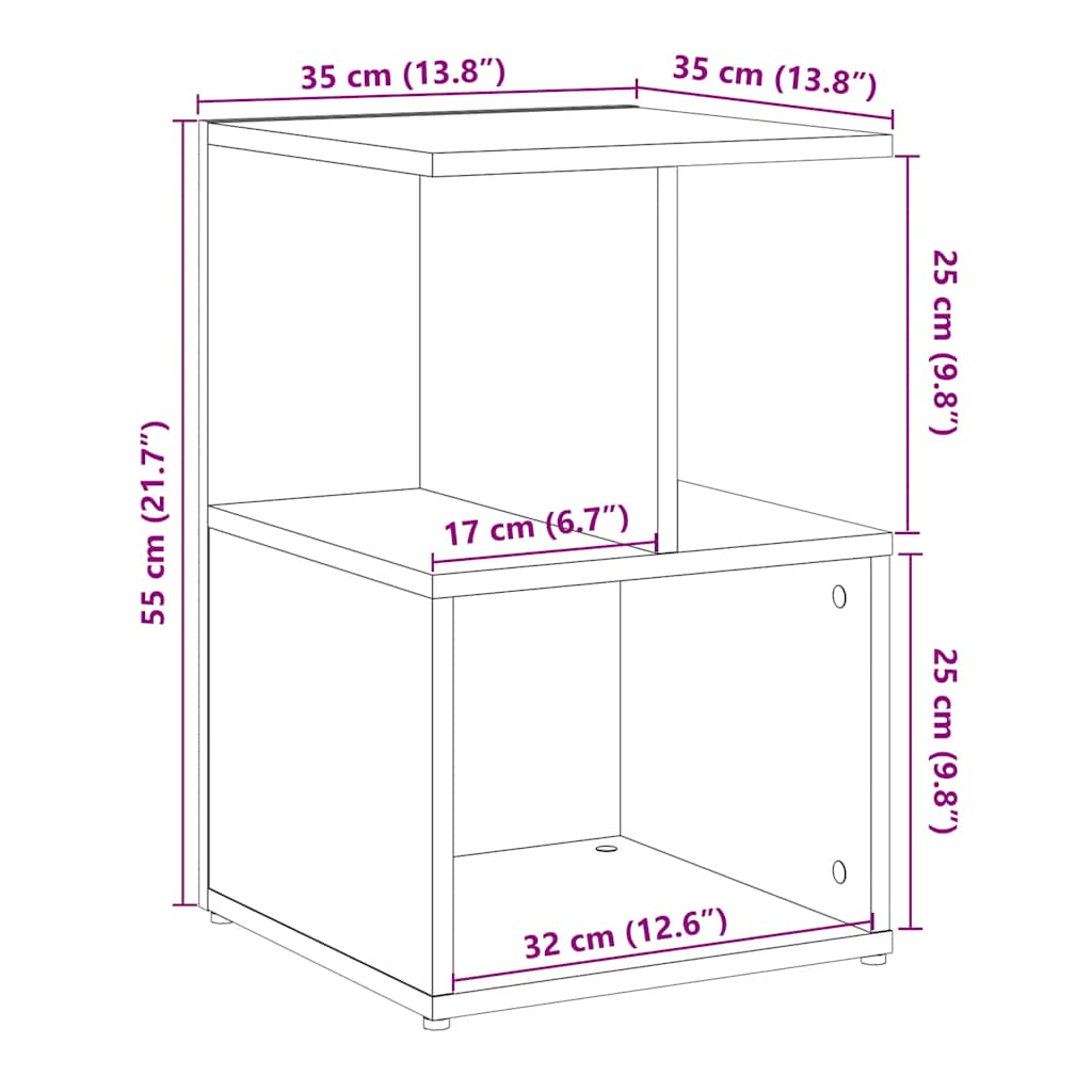 Tables de chevet 2 pcs vieux bois 35x35x55 cm bois d'ingénierie