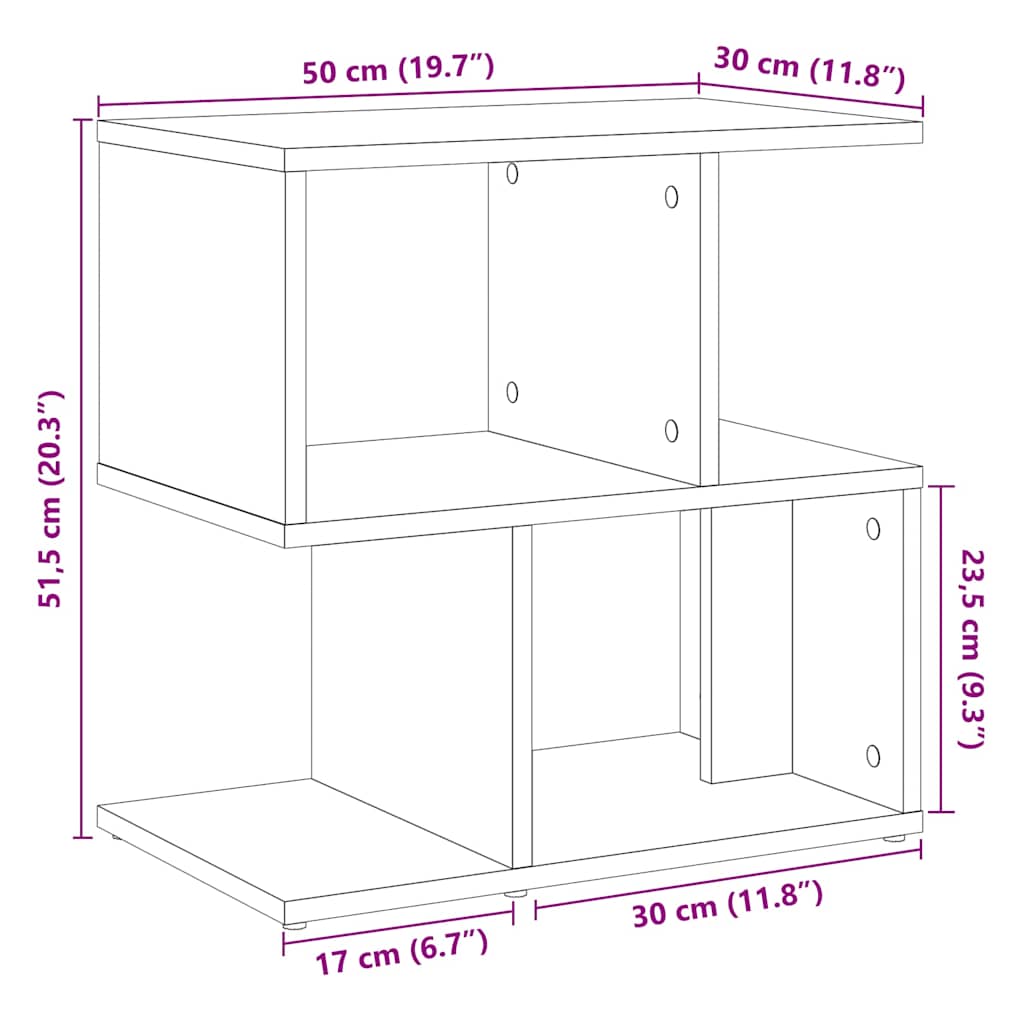 Table de chevet vieux bois 50x30x51,5 cm bois d'ingénierie