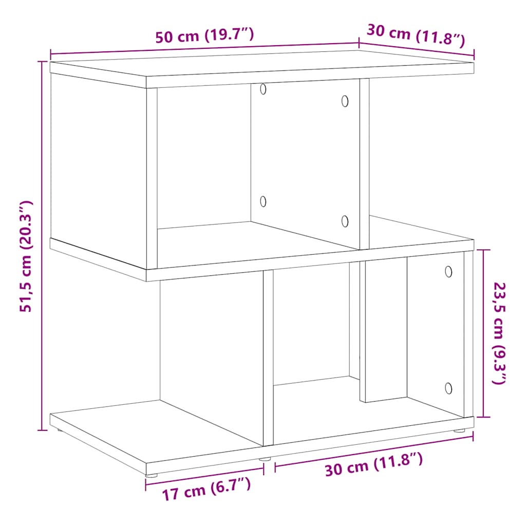 Tables de chevet 2pcs vieux bois 50x30x51,5cm bois d'ingénierie