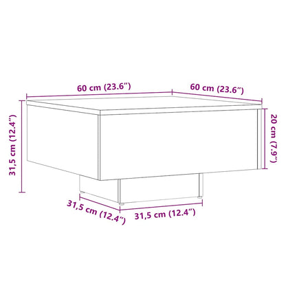 Table basse chêne artisanal 60x60x31,5 cm bois d'ingénierie