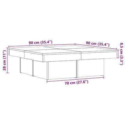 Table basse chêne artisanal 90x90x28 cm bois d'ingénierie