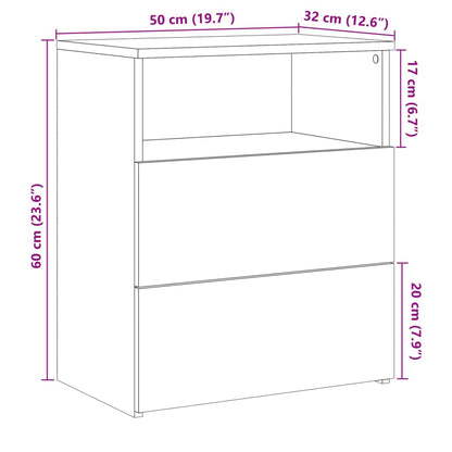 Table de chevet vieux bois 50x32x60 cm bois d'ingénierie