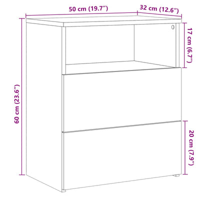 Tables de chevet 2 pcs vieux bois 50x32x60 cm bois d'ingénierie