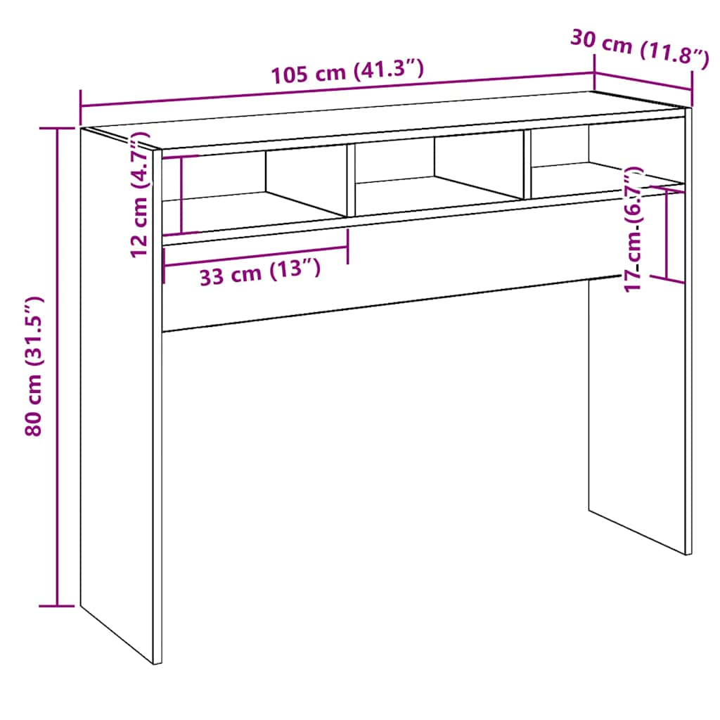 Table console vieux bois 105x30x80 cm bois d'ingénierie