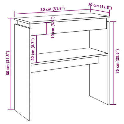 Table console chêne artisanal 80x30x80 cm bois d'ingénierie