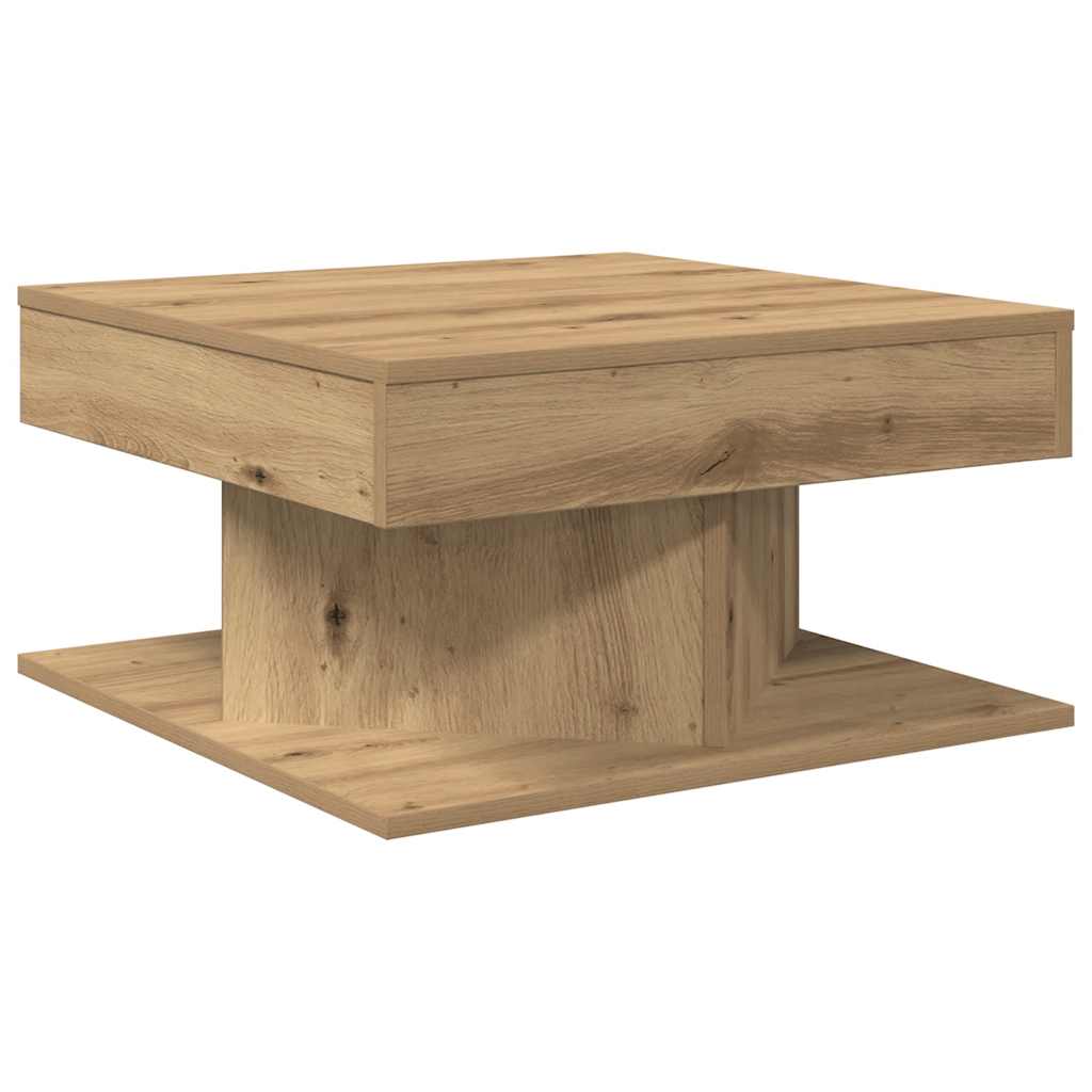 Table basse chêne artisanal 55x55x30 cm bois d'ingénierie