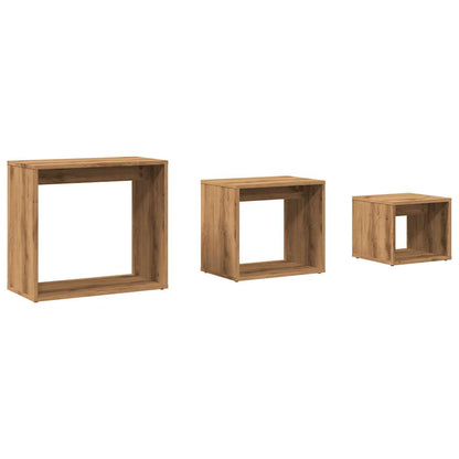 Tables gigognes 3 pcs chêne artisanal bois d'ingénierie