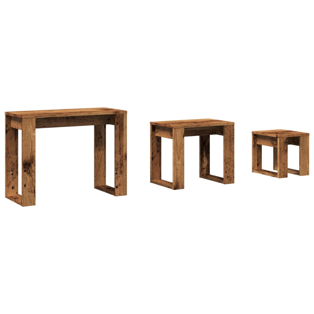 Tables gigognes 3 pcs vieux bois bois d'ingénierie