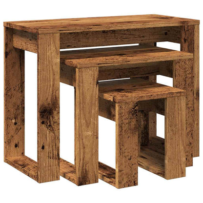 Tables gigognes 3 pcs vieux bois bois d'ingénierie