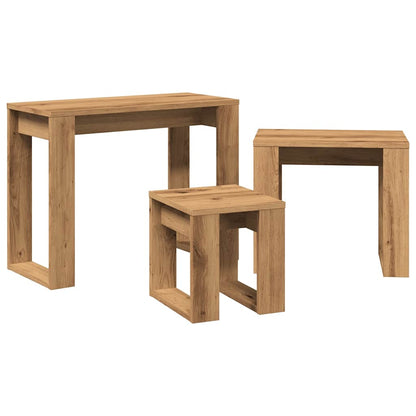 Tables gigognes 3 pcs chêne artisanal bois d'ingénierie