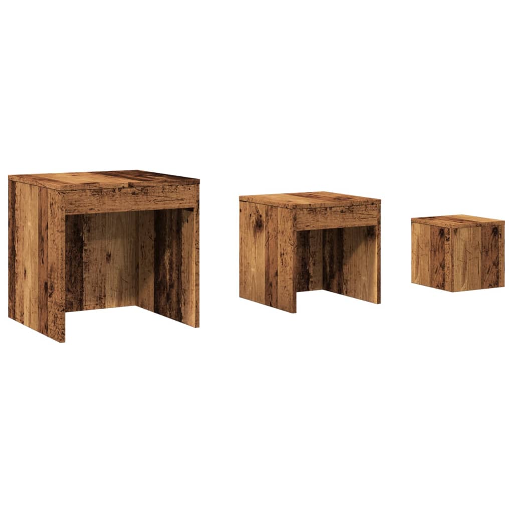 Tables gigognes 3 pcs vieux bois bois d'ingénierie