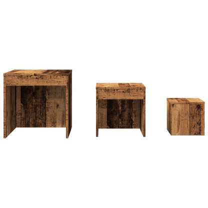 Tables gigognes 3 pcs vieux bois bois d'ingénierie