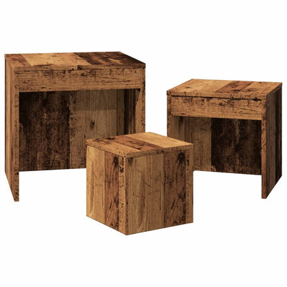 Tables gigognes 3 pcs vieux bois bois d'ingénierie