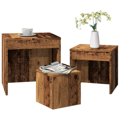 Tables gigognes 3 pcs vieux bois bois d'ingénierie