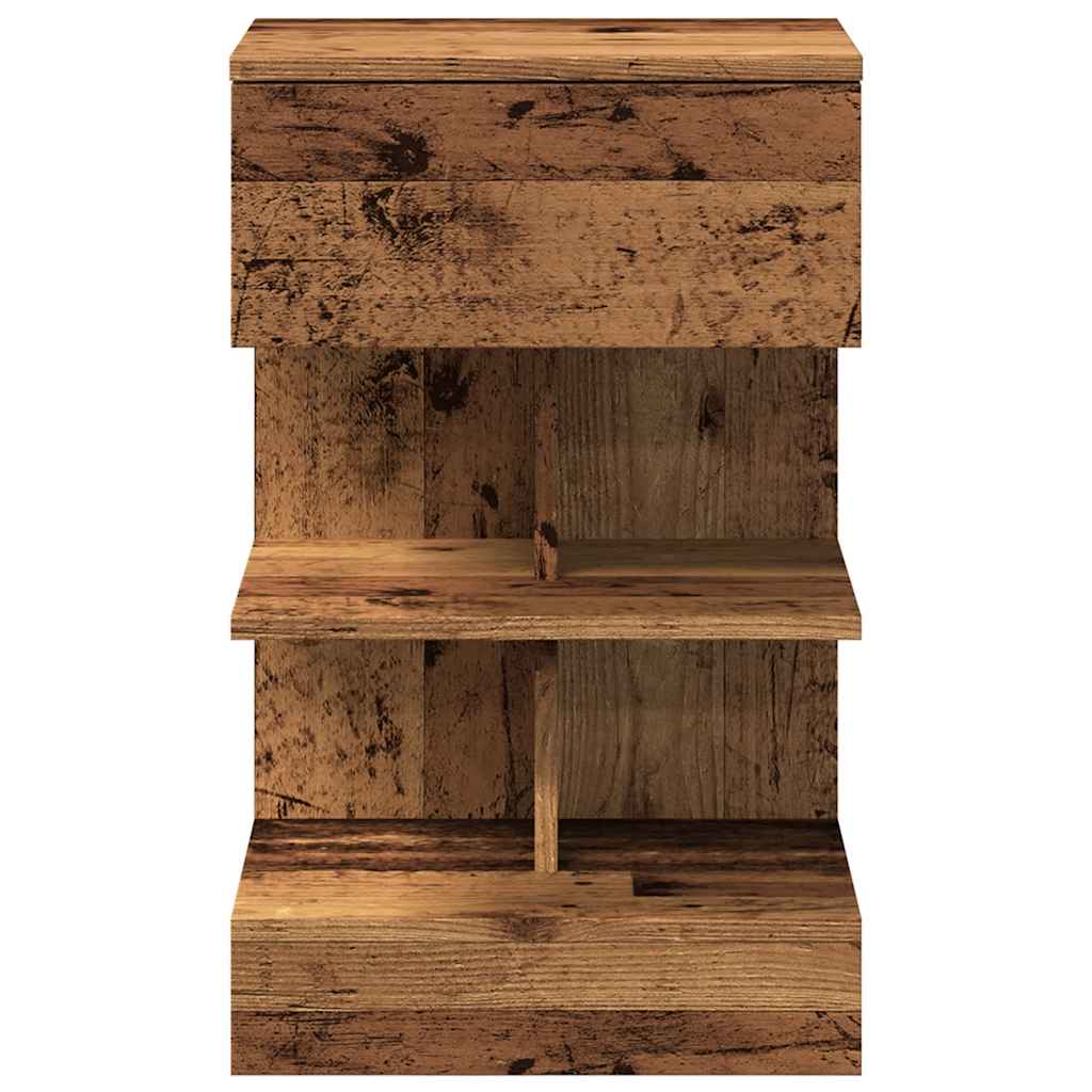 Table de chevet vieux bois 40x35x65 cm bois d'ingénierie