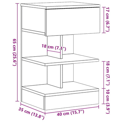 Table de chevet vieux bois 40x35x65 cm bois d'ingénierie