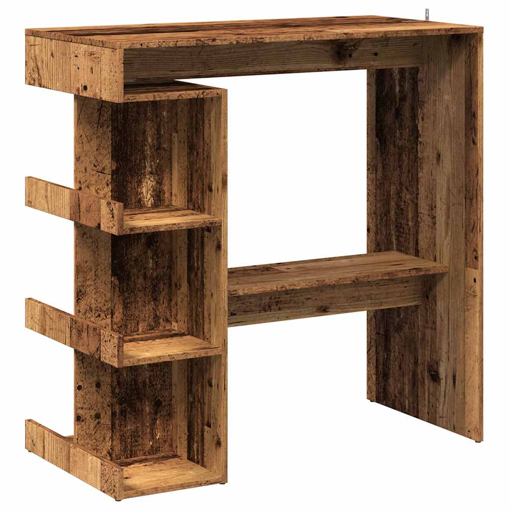 Table de bar étagère de rangement vieux bois 100 x 48 x 101,5cm