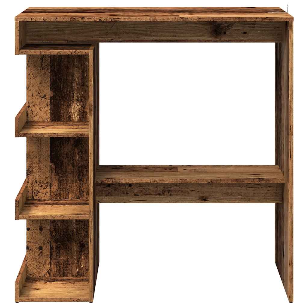 Table de bar étagère de rangement vieux bois 100 x 48 x 101,5cm